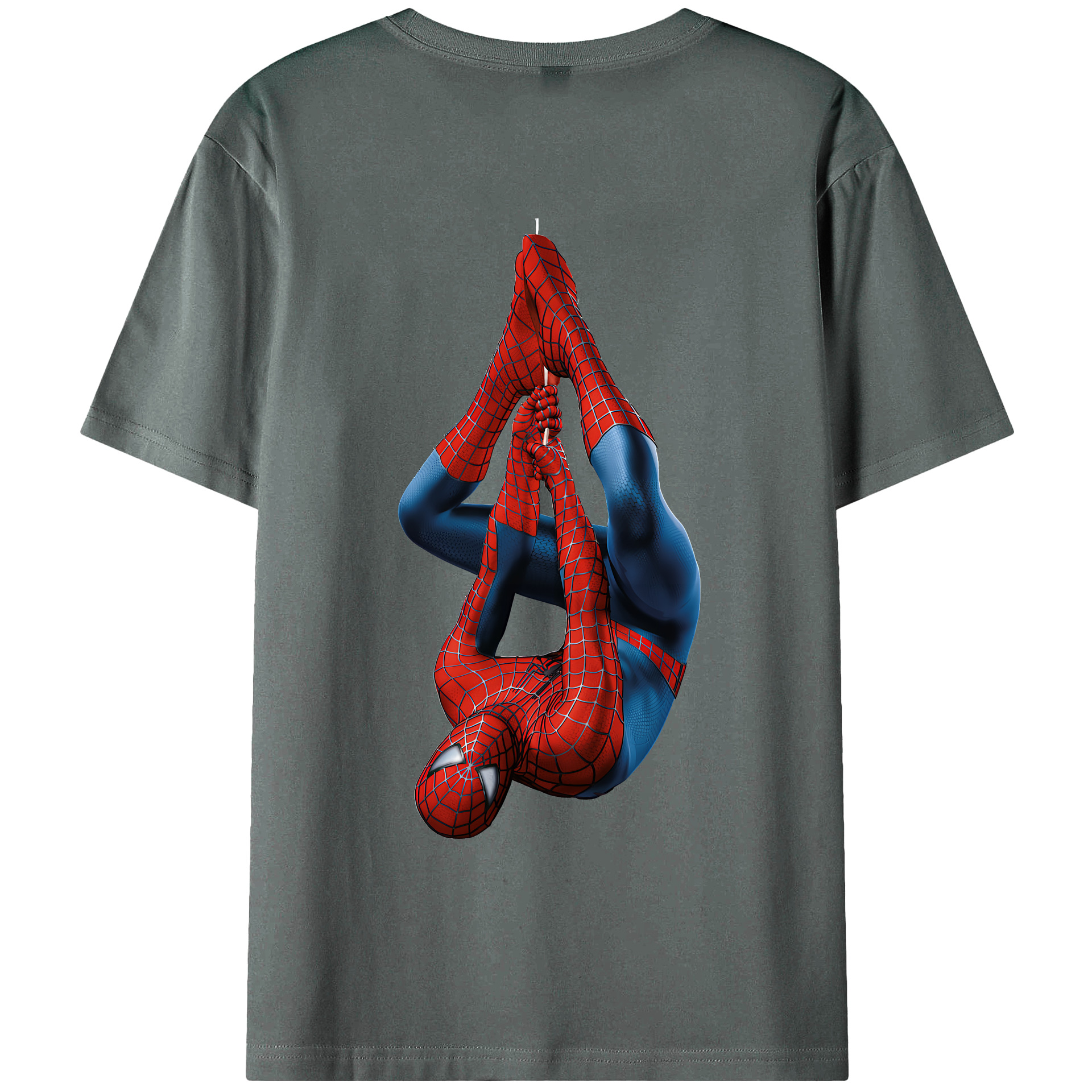 （画像用） Spider Man スパイダーマン 綿100％ メンズ半袖Tシャツ（バックプリント） 通気性
